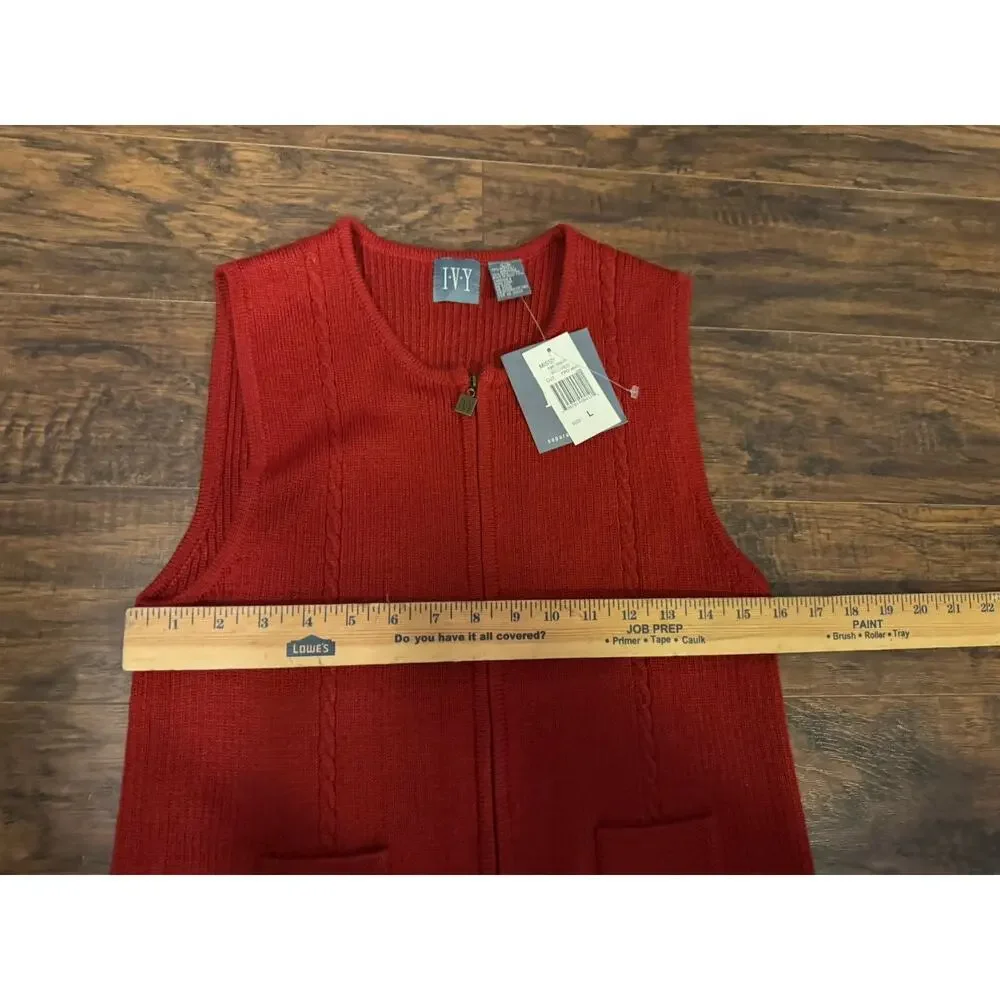 I.V.Y, Medium Red sweater vest Zip Up Sleeveless
